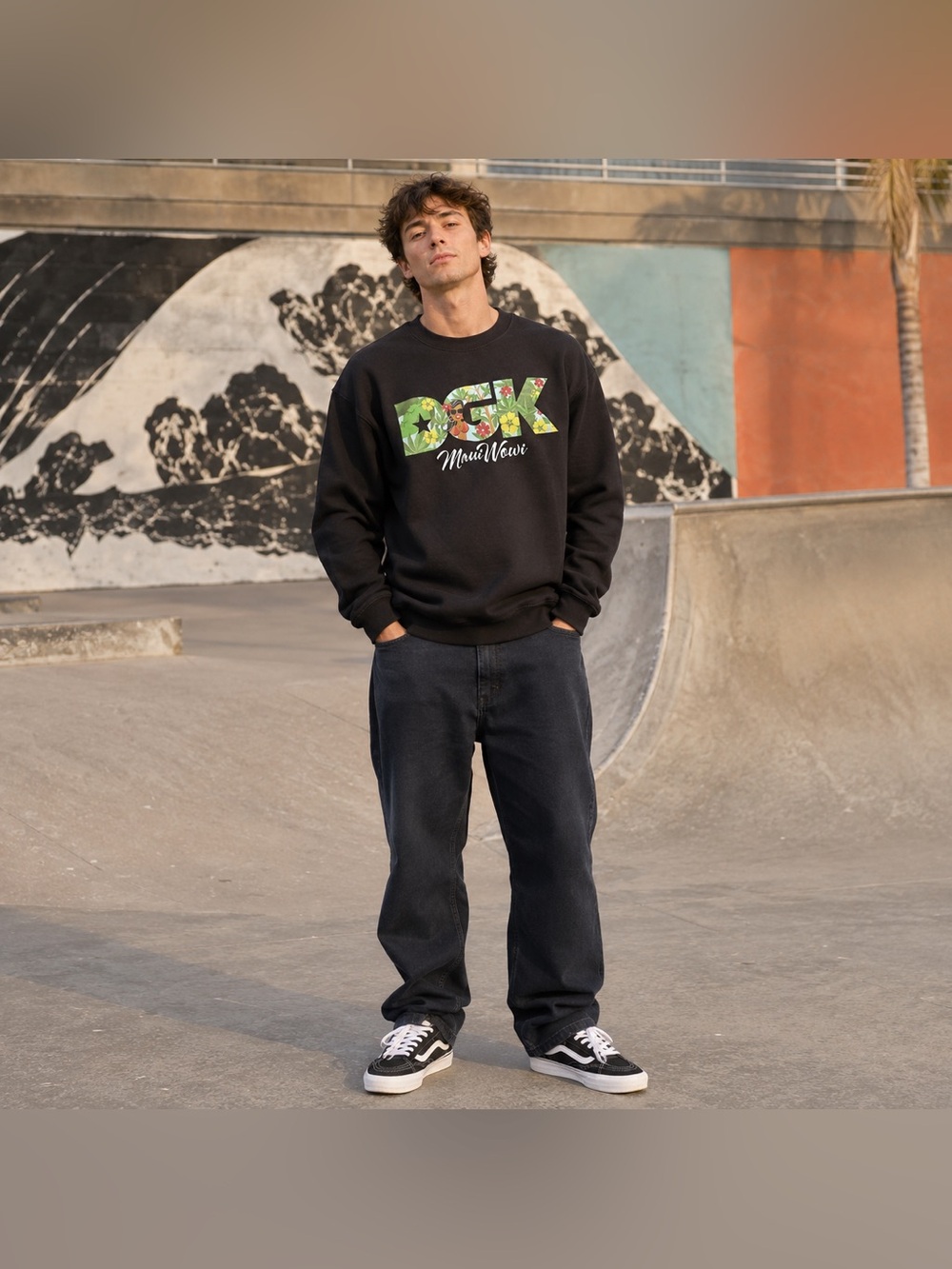 DGK Maui Wowi Black Tropical Graphic Crewneck Sweatshirt Men’s Small